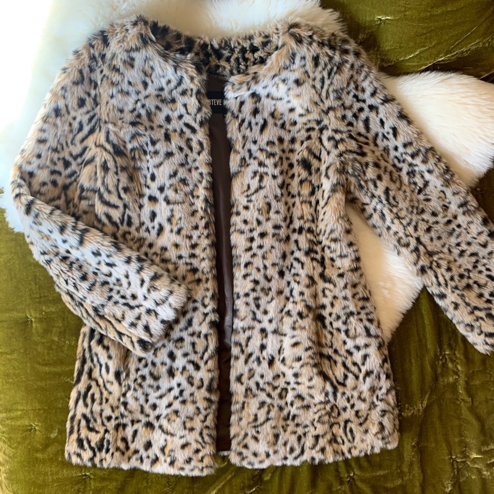 Steve Madden Faux Fur Leopard Print Coat